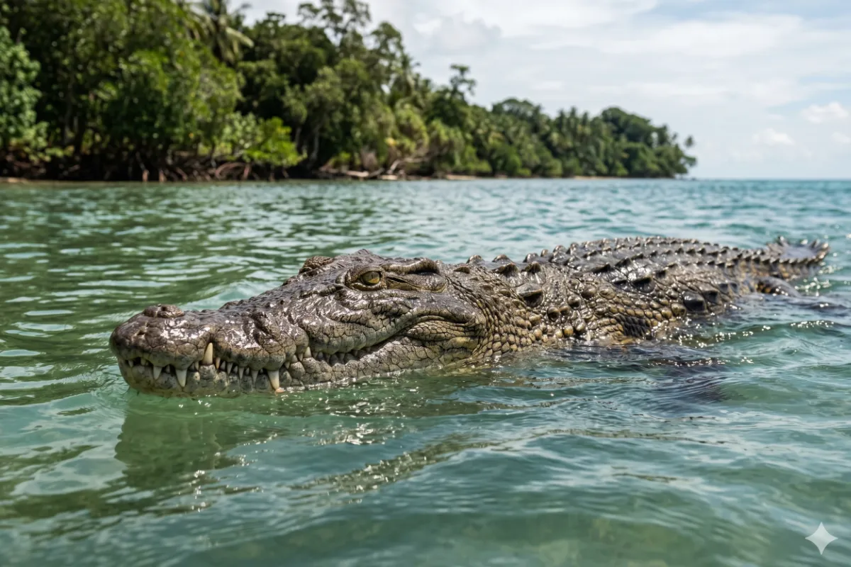 Un crocodile géant s&rsquo;invite sur le meilleur spot de surf du monde aux Mentawai