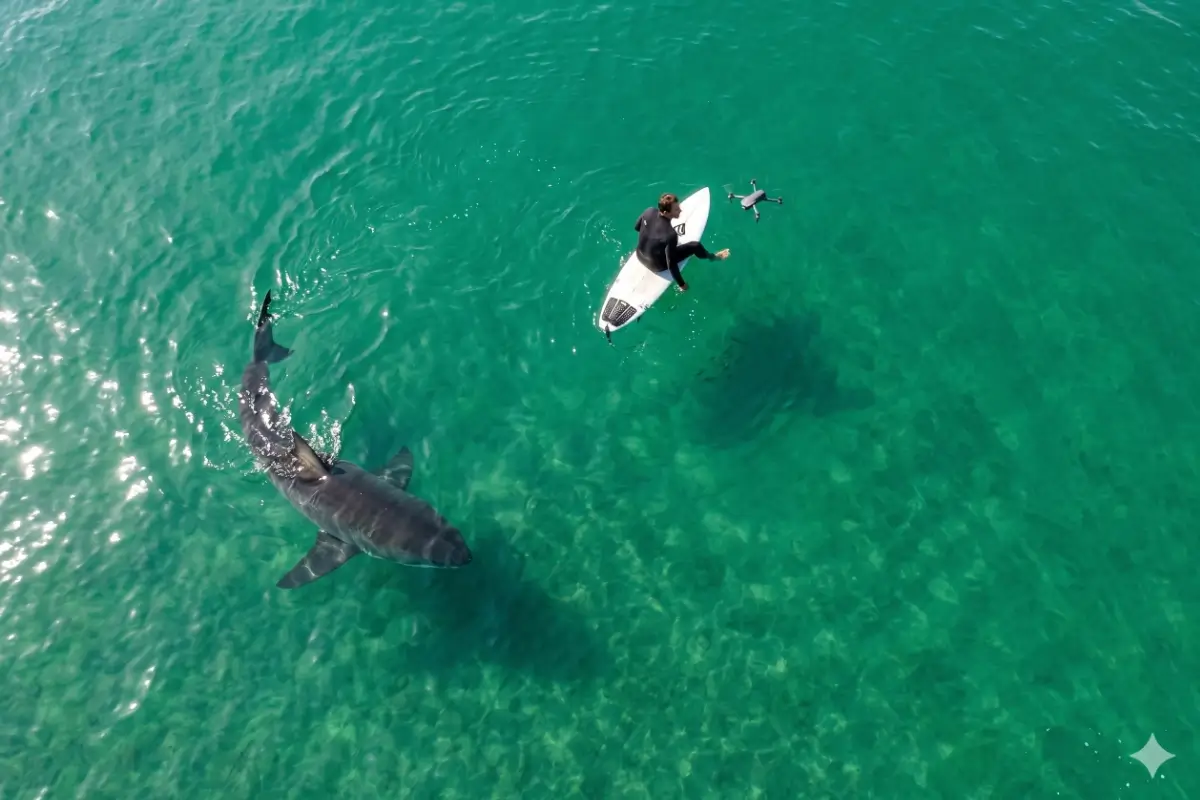 Drame évité en Californie : Un drone sauve un surfeur encerclé par un grand requin blanc